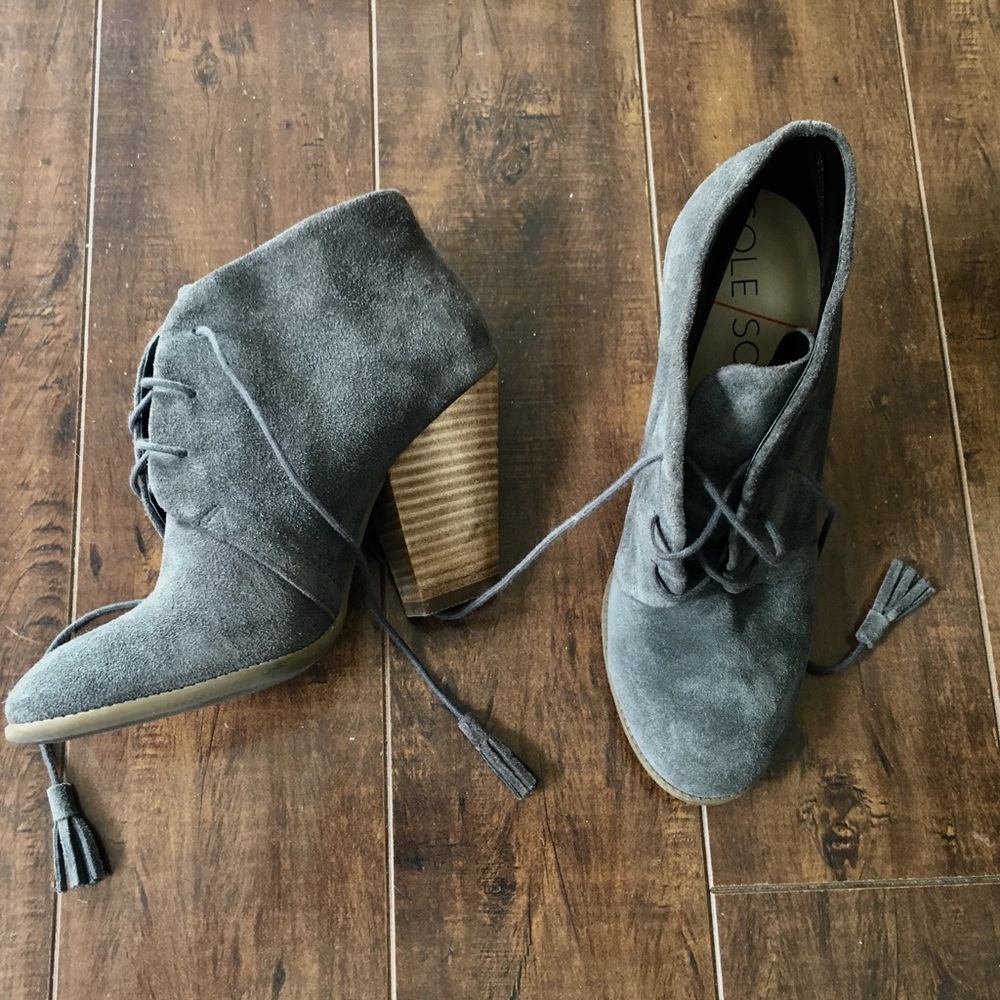 Slate Wooden Booties | Leather | 7M